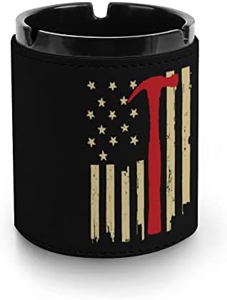 Американски Флаг Карпентър Премиум Кожена Пепелник Кръг Цигари Настолен Пепелник за Пушачи и за Колата Или на Открито