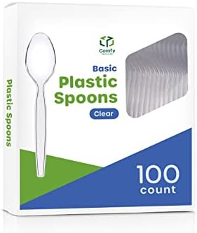 [100 опаковки] за Еднократна употреба лъжици от ултра силна пластмаса - прозрачни супени лъжици...