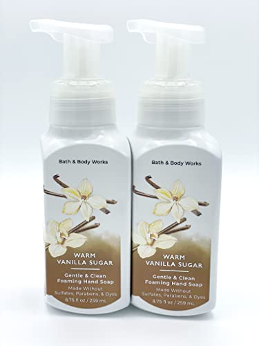 Пенящееся сапун за ръце Bath and Body Works Нежно & Clean, 8,75 течни унции (Топла ванилия, захар, 2 пакета)