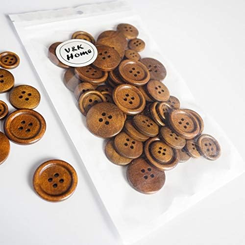 60 бр. Дървени копчета, 3 размер на 15 мм/0,59 инча, 20 мм/0,79 инча, 25 мм/1 инч, Дървени Копчета Премиум-клас за шиене със собствените