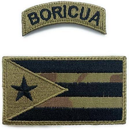 Нашивка с флага Пуерто Рико и нашивкой Boricua Tap Patch OCP - Забавно Тактическа Нашивка с бродерия Военен дух, закопчалката