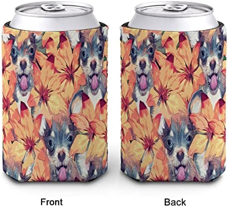 Кученца чихуахуа и Летни Цветя за Многократна употреба поставки за чаши за Кафе с Лед, Изолиран поставка за Чаши с Хубав Модел