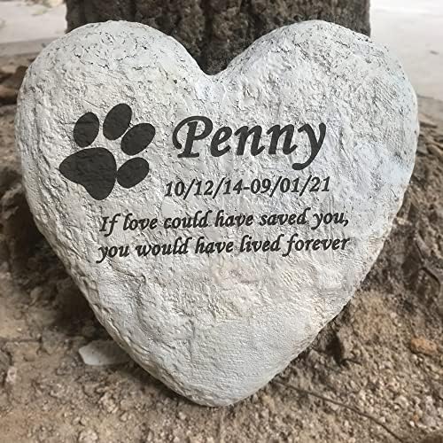 Градински камък във формата на сърце с надпис Claratut за домашни любимци, персонални градински камък за кучета или котки, подаръци за спомен