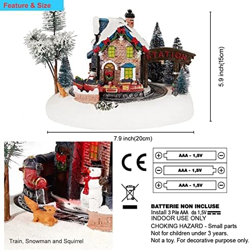 innodept12 Коледна Алея Анимирани Снежна Село - Къща в Страната на Чудесата на дядо коледа с Движещ се Влак с Актуализиране на Музика