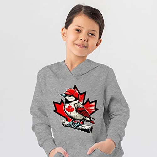 Детска hoody от порести руно с канадски принтом - Сладко Детска hoody с качулка - Забавно hoody за деца