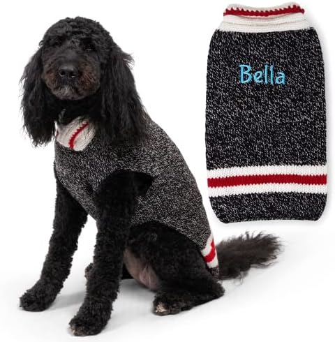 Индивидуален Вязаный Пуловер за кучета GoTags, Мек и Дебел Вълнен Зимен Пуловер за домашни любимци в студено време с индивидуална бродерия,