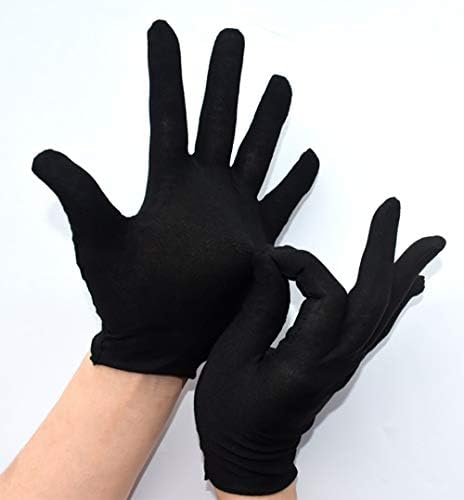 BesYouSel 6 Чифта Памучни Ръкавици, Черни Памучни Ръкавици, Меки Памучни Ръкавици, Церемониални Ръкавици, Устойчиви на замърсяване, Износоустойчиви,