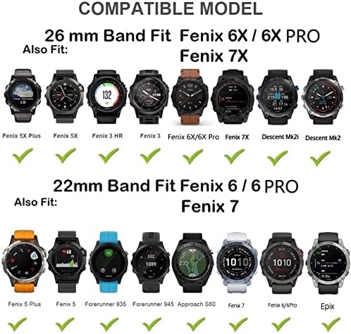 BNEGUV За ремъците за часа Fenix 6X 26 мм Гумена Каишка за часовник Fenix 5X Plus/Fenix 7X/Fenix 6X Pro/Fenix 5X/Fenix