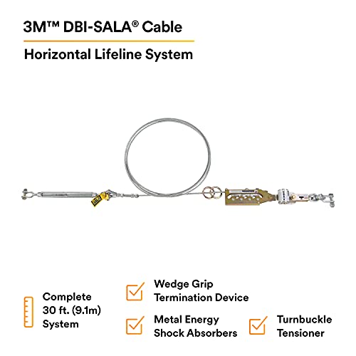 Хоризонтална Система за спасителни въжета DBI-SALA 7602030 с дължина от 3 М, на 30 фута Въже с Клиновидна дръжка, устройството