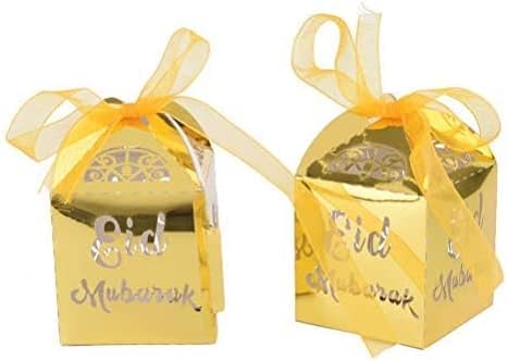LIGONG 30ШТ Набор от кутии с шоколадови бонбони Eid Mubarak на Хартиен подарък пакет Eid Mubarak Подарък кутия за парти, Мюсюлмански