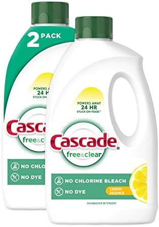 Течен гел за миене на съдове Cascade Free & Clear Gel, лимонов сок и копър, 60 течни унции (опаковка от 2 броя)