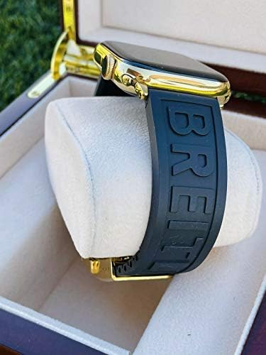 Обичай 24-каратные златни 45-миллиметровые часовници iWatch Series 7 от неръждаема стомана с черна каишка Breitling - Випуск 2021
