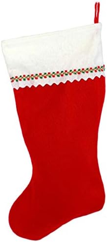 Коледни чорапи с бродирани мен монограм, Червено-Бяло фетр, Инициал N