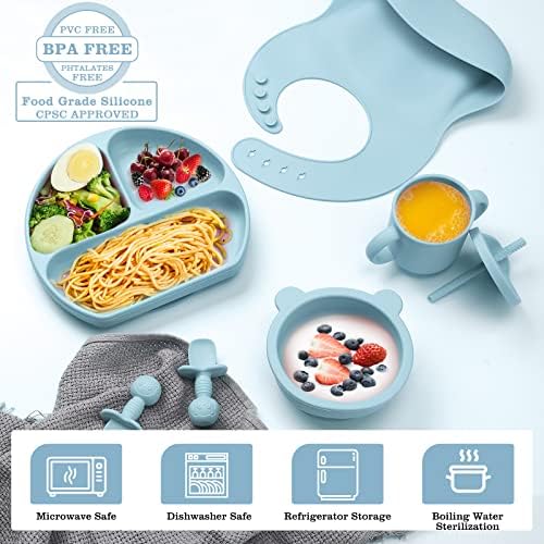 Силиконов Комплект За Хранене на Бебето, за да проверите за Отбиване на бебето от гърдите си, с Led Подсветка, Разделени с чиния с