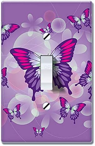 WIRESTER Single Gang Тумблерная Плоча на Ключа на Светлината / Стенни Хастар - Розово-Лилавата пеперуда