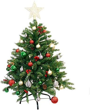 Коледна елха с височина 3,6 метра, и Украсена с 150 Топли Светлини и Орнаменти, Изкуствени Коледни Декорации за Външно/Вътрешно