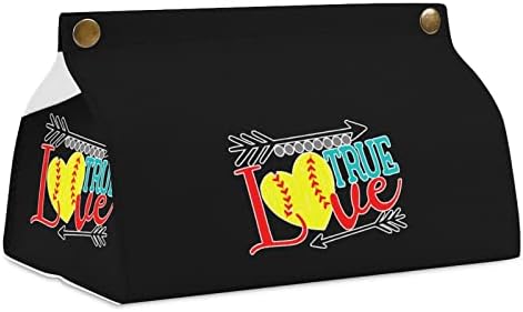 Калъф за кутии за Салфетки Love Softball От Изкуствена Кожа, Притежателят на Кутии За Салфетки, Правоъгълен Калъф За Салфетки