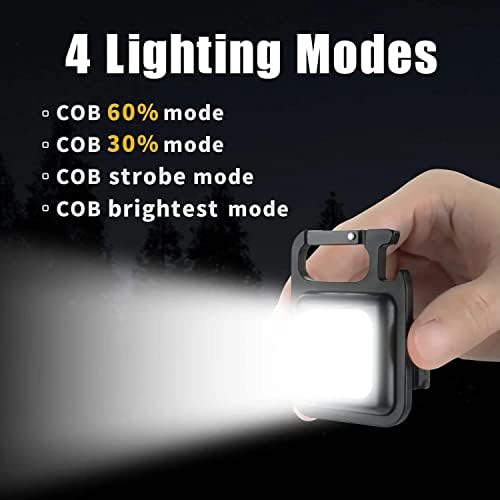 Cob Ключодържател Work Light - 2 комплект Ключодържатели, 4 режима на осветление, Акумулаторна Ключодържатели-Фенери със Сгъваем
