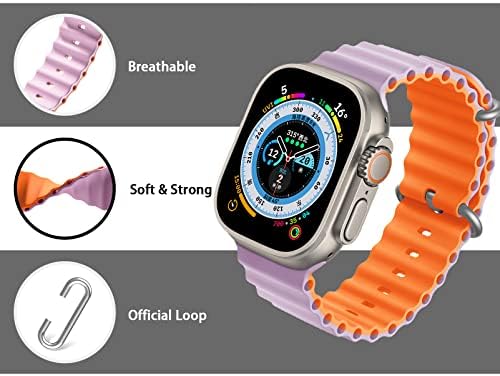 Tcaraersing Силиконов спортен каишка Ocean Взаимозаменяеми в два цвята гривна е Съвместим с Apple Watch iwatch Ultra Series 8 7 6 5 4 3 2