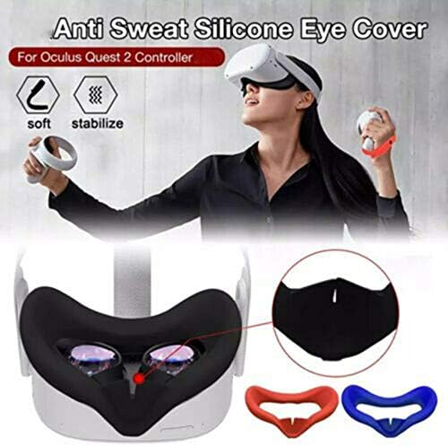 sanbonepd Защитен калъф за очи, силиконов тампон за лещи, 2 кожни своята практика, спортни, защитни очила Quest Oculus Sports (син,