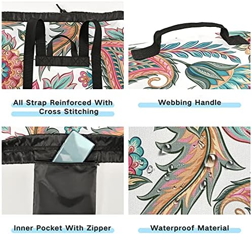 Чанта за дрехи с акварельными цветни листа, Тежка Раница за пране на дрехи с плечевыми ремъци и дръжки, Пътна чанта за дрехи