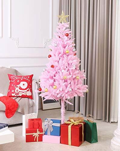 изкуствена Коледна елха от PVC 4 метра/5 фута/6 фута висок клас с Декорации във формата на Коледна елха и Звезда, за украса на дома