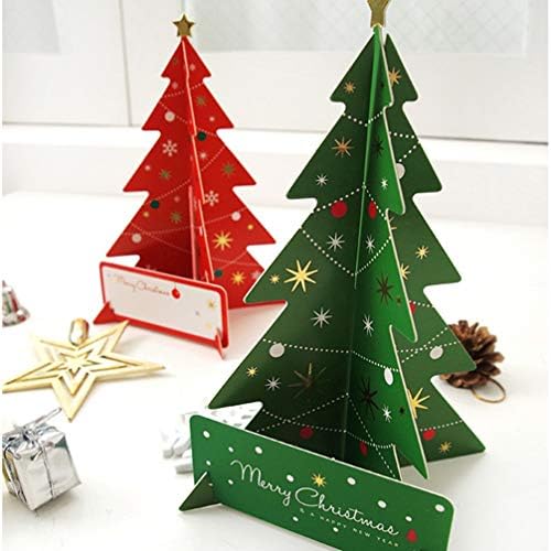 NUOBESTY 2 елемента Хартиена Коледна Елха Коледна Маса основен Елемент в Малки 3D Хартиени Изделия за Домашна Коледна Украса