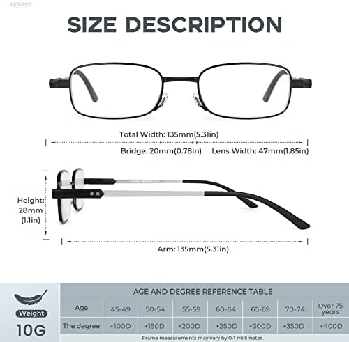 Gaoye 3 опаковки Тънки Метални Очила за четене, Нападение от Синя Светлина, за Жени и мъже, Сгъваеми Плоски Джобни Очила за четене, Увеличително