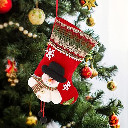 NUOBESTY Декор от Лосове Коледни Чорапи с Орнаменти във формата на Снежен човек Възли Коледни Чорапи за Diy Коледа Камина Висящи Украси за