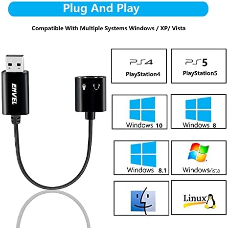 Звукова карта ENVEL USB + Детска Слушалки с микрофон за КОМПЮТЪР PS4 PS5 Nintendo Switch Xbox One X S