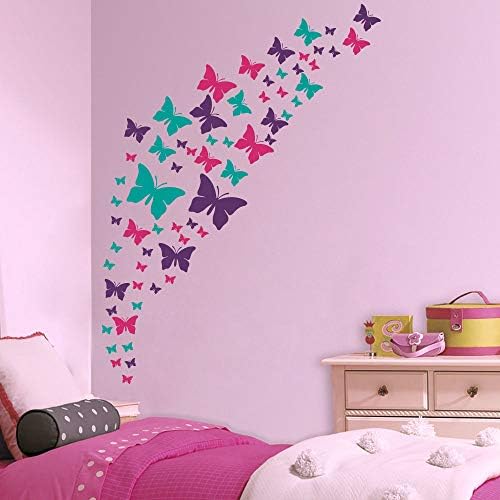 Етикети Джейфель: Стикери за стена с пеперуди - лилаво, розово и тюркоаз набор. Украса със собствените си ръце. Красиви стикери за стена с