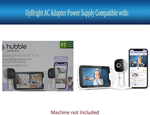 Адаптер UpBright 5, ac/dc, който е съвместим с ХЪБЪЛ Connected Nursery Pal Crib Edition 5 Smart HD Wi-Fi Видеоняня YWX-AD050100-U