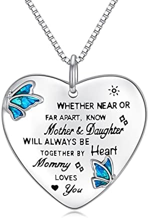 Колие SHUSUKUE за моята дъщеря от майка ми, Колие с пеперуда от 925 сребро, Подарък от дъщеря от майка си, Вдъхновяващи подарък,