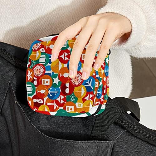 Чанта за грим с цветни Летни елементи, Косметичка, Преносима Чанта за Тоалетни принадлежности за жени и Момичета