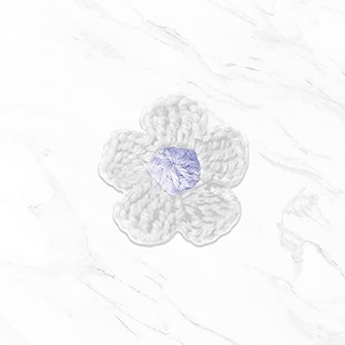 Завързана цвете, свързан плетене на една кука | 1,25 инча | Бял / Син | 1 бр.
