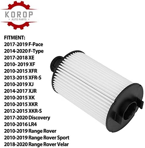 Маслен филтър на двигателя, Заменя LR011279 AJ812351 C2D3670 XR858593 Подходящ за Jaguar F-Pace F-Type XE XF XFR XFR-S XJ XJR XK XKR XKR-S,