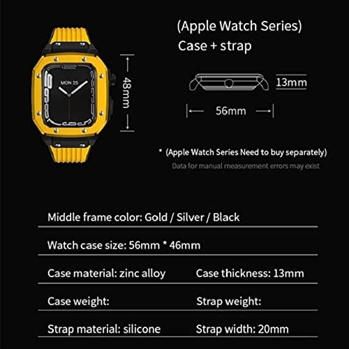HOUCY за Apple Watch Band Series 7 45 мм Мъжки корпус за часа от сплав 44 мм 42 мм Луксозни Метални, Гумени Аксесоари за часовници