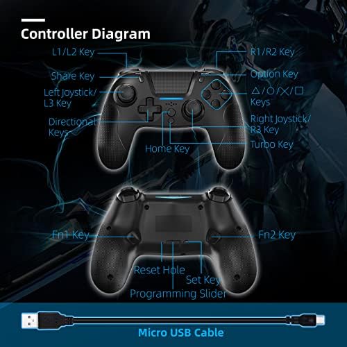 Контролер NexiGo Q500 Elite PS4 с бутони за връщане, Турбо, Двойна Вибрация, Ос Жироскоп, Bluetooth, Програмируеми бутони,
