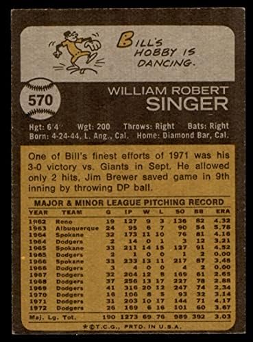 1973 Topps 570 Бил Singer Los Angeles Angels (Бейзболна картичка) БИВШИ ангели