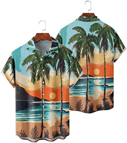 Xiloccer най-Добрите Мъжки Хавайски Ризи с Принтом, Плажни Ризи с Копчета и Къс Ръкав, Мъжка Риза с Дълъг Ръкав, Мъжки Майк за Фитнес