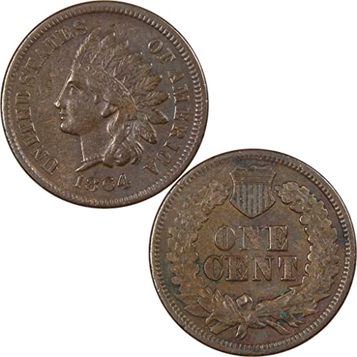 1864 L Индийски Цент, формата на главата VF Много тънък Бронзов пени 1c Инв монети на САЩ: I359