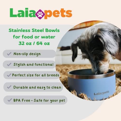Купа за хранене на кучета LaiaPets за храна или вода. Нескользящая изолация от неръждаема стомана. Поддържа топла и студена форма,