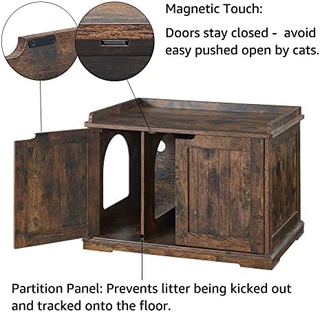 Дизайнерска Пейка за съхранение на Котешки Тоалетни unipaws, Капакът на кутията за боклук със здрава дървена конструкция, Вместительное