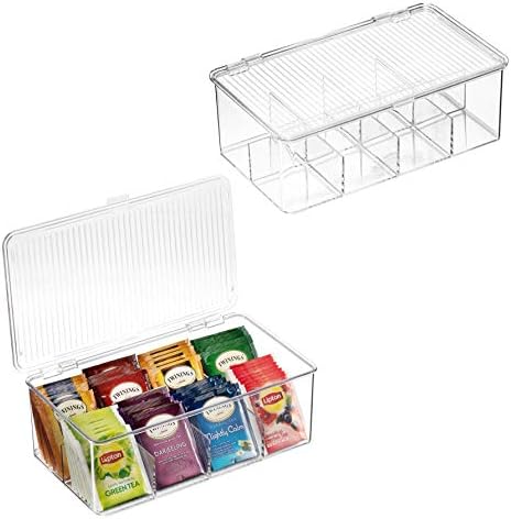 2 Опаковки Штабелируемого пластмасови организатор за чаени пакетчета - Кутия за съхранение на Кухненски шкафове, плотове, килер