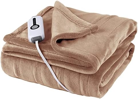 Електрическо одеяло SUNNY HEAT Фланелевое 62 x 84 инча - Юрган с топъл от раирана фланела с 1-10 допълнителни нива на нагряване и автоматично