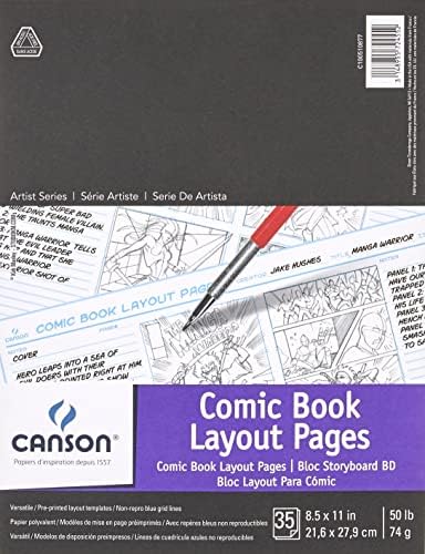 Хартия за оформление на комикси и манга Canson Artist Series, Сгъваема бележник, 8,5x11 инча, 35 листа (50 паунда / 74 г.) - Хартия