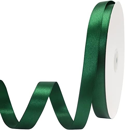 Maclemon 100 Ярда Двустранен Лесовъдство зелен сатен лента с Ширина 3/8 инча от Полиестер Лесовъдство Зелена лента за опаковане на