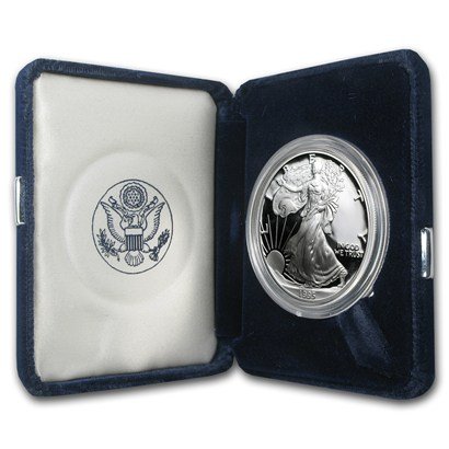 1995 P Proof Американски Сребърен Орел. Сребро 999 проба с Нежната Коробочкой, Кутия за съхранение и COA Монетен двор на САЩ