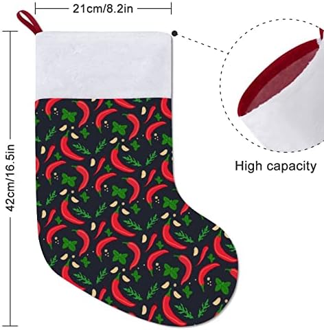 Червени Коледни Чорапи с черен Пипер, Чили, Чорапи За Окачване на Камината в Коледната Дървото с Къси Плюшени Белезници, Украса