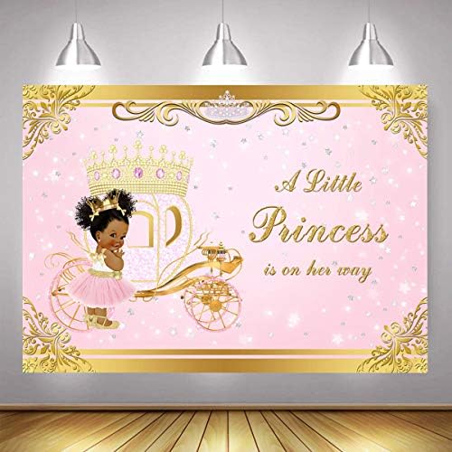 Mocsicka Златен Фон Принцеса Розова Малка принцеса в пътя на Фон за снимки на бебето Душ Vinyl Блестяща Златна Карета Принцеса